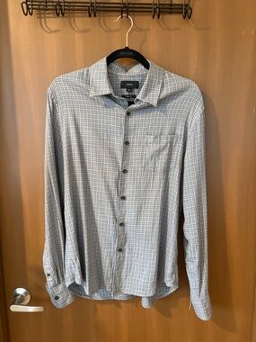 Vince Light Blue Plaid Button-Down Shirt